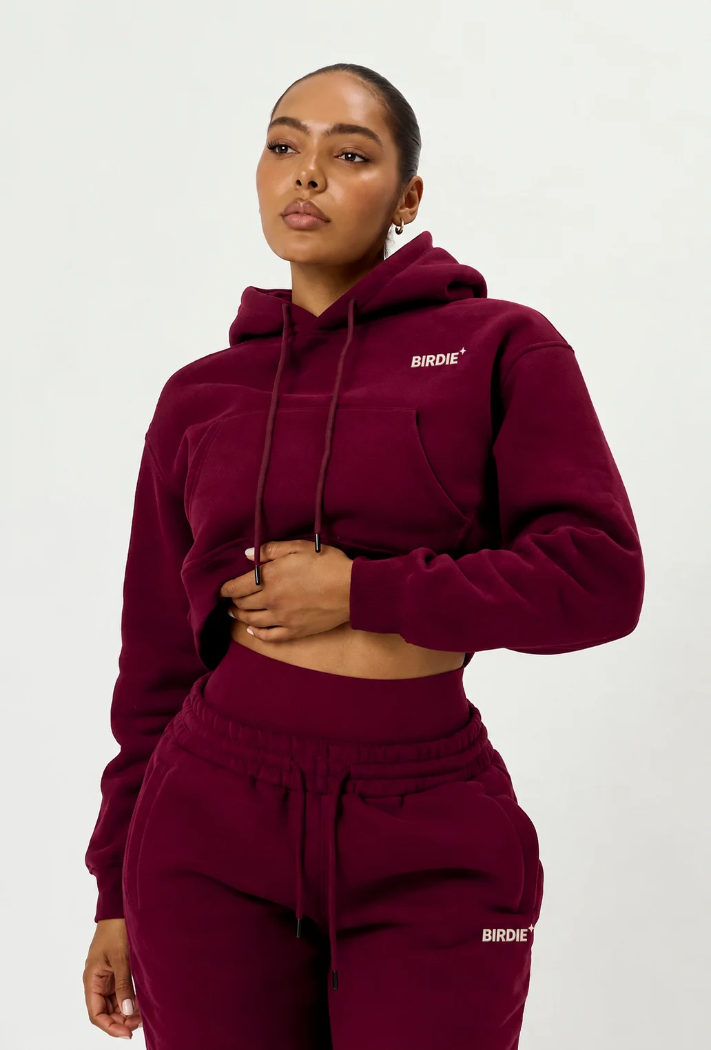 Berry BIRDIE cropped hoodie set
