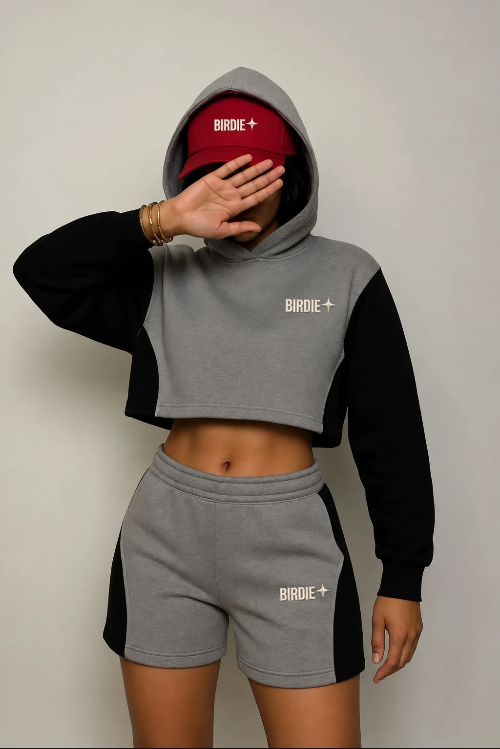 The Contrast Crop Set in Grey / Black